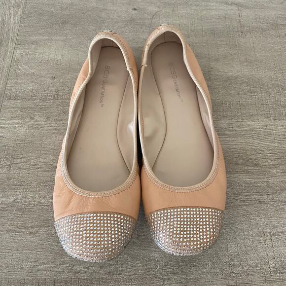 BCBGeneration Womens Agatha Pink Leather Round Toe Slip On Ballet Flats Shoes 7B - Picture 3 of 11